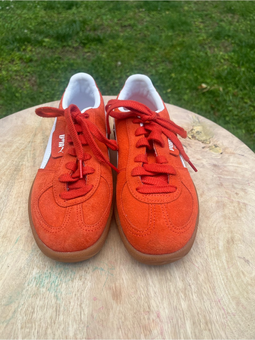 Puma Orange Suede Sneakers with White Accents